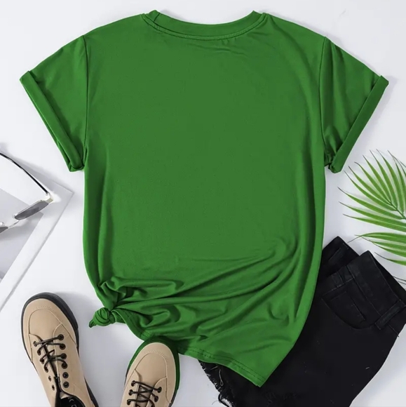 Women's Hearts & 'Not Lucky,Just Blessed' Green Short Sleeve Crew Neck T-Shirt - Picture 2 of 6